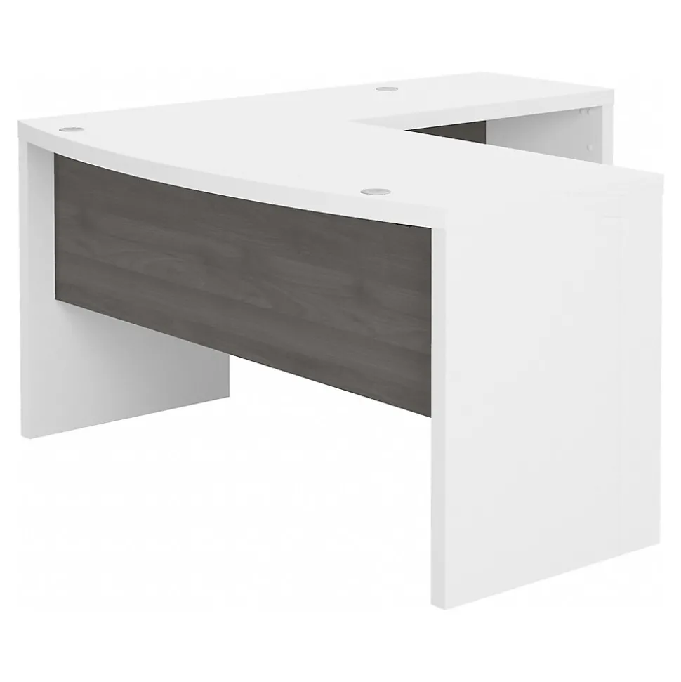 Bush Business Furniture Echo 60"W L Shaped Bow Front Desk, Pure White/Modern Gray (ECH025WHMG)