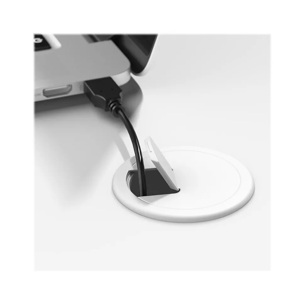 Bush Business Furniture Echo 60"W L Shaped Bow Front Desk, Pure White/Modern Gray (ECH025WHMG)