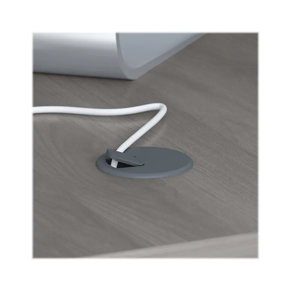 Bush Business Furniture Echo 60"W L Shaped Bow Front Desk with Mobile File Cabinet, Modern Gray (ECH007MG)