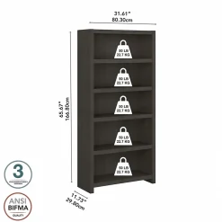 Bush Business Furniture Echo 5 Shelf Bookcase, Charcoal Maple (KI60304-03)