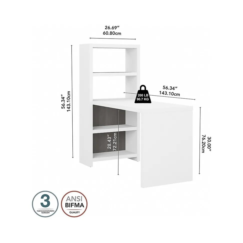 Bush Business Furniture Echo 56W Bookcase Desk, Pure White/Modern Gray (KI60507-03)
