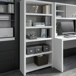 Bush Business Furniture Echo 5 Shelf Bookcase, Pure White/Modern Gray (KI60504-03)