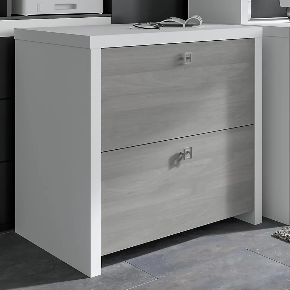 Bush Business Furniture Echo 2 Drawer Lateral File Cabinet, Pure White/Modern Gray (KI60502-03)