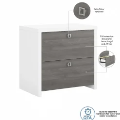 Bush Business Furniture Echo 2 Drawer Lateral File Cabinet, Pure White/Modern Gray (KI60502-03)