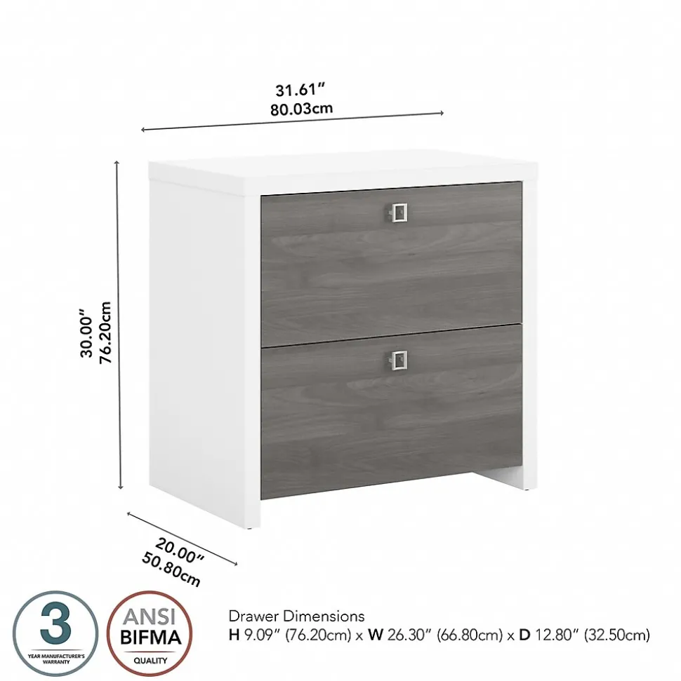 Bush Business Furniture Echo 2 Drawer Lateral File Cabinet, Pure White/Modern Gray (KI60502-03)