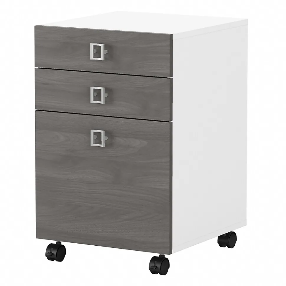 Bush Business Furniture Echo 3 Drawer Mobile File Cabinet, Pure White/Modern Gray (KI60501-03)