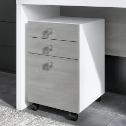 Bush Business Furniture Echo 3 Drawer Mobile File Cabinet, Pure White/Modern Gray (KI60501-03)