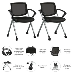 Bush Business Furniture Envision Mesh Folding Chairs with Arms, Black, 2/Set (CH4001BLF-03)