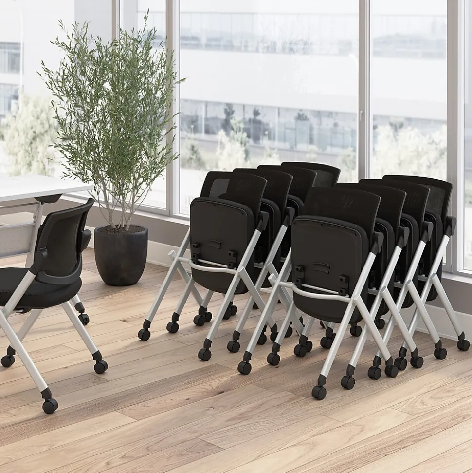 Bush Business Furniture Envision Mesh Folding Chairs, Black, 2/Set (CH4002BLF-03)