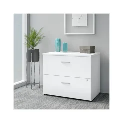 Bush Business Furniture Easy Office 2-Drawer Lateral File Cabinet, Locking, Letter/Legal, Pure White, 36" (EO109WHSU)
