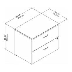 Bush Business Furniture Easy Office 2-Drawer Lateral File Cabinet, Locking, Letter/Legal, Pure White, 36
