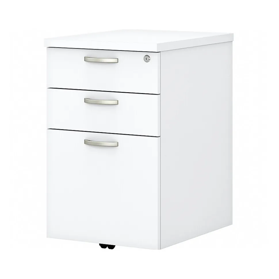 Bush Business Furniture Easy Office 3-Drawer Mobile Vertical File Cabinet, Letter/Legal Size, Lockable, Pure White (EOF116WH-03)