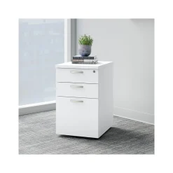 Bush Business Furniture Easy Office 3-Drawer Mobile Vertical File Cabinet, Letter/Legal Size, Lockable, Pure White (EOF116WH-03)