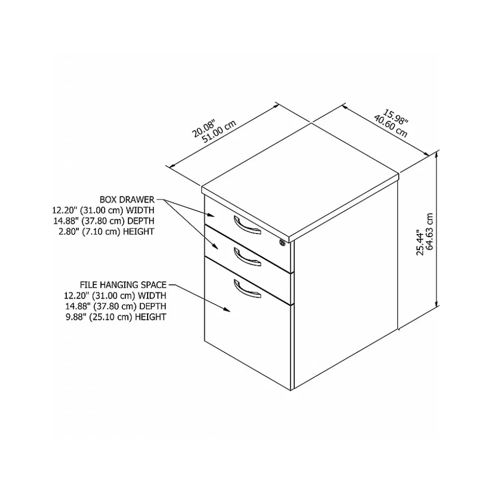 Bush Business Furniture Easy Office 3-Drawer Mobile Vertical File Cabinet, Letter/Legal Size, Lockable, Pure White (EOF116WH-03)