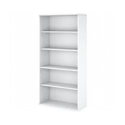 Bush Business Furniture Easy Office 72.79" 5-Shelf Bookcase with Adjustable Shelves, White Laminated Wood (EO105WH)