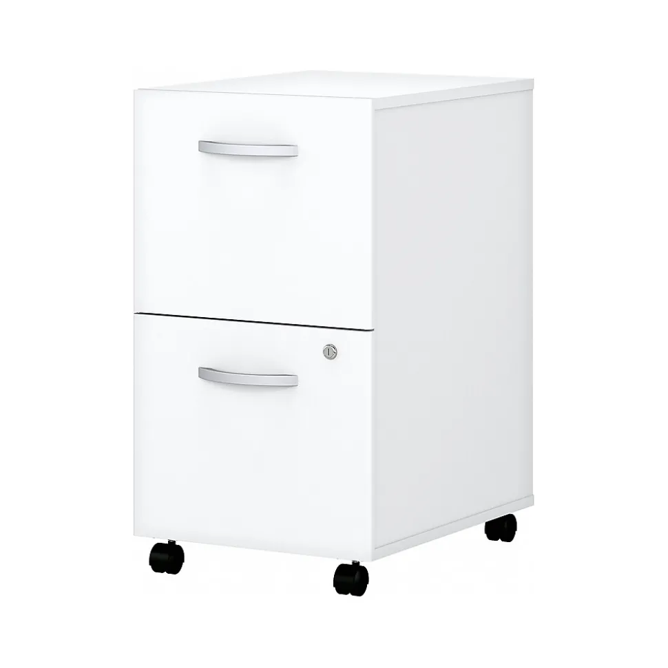 Bush Business Furniture Easy Office 2-Drawer Mobile Vertical File Cabinet, Letter/Legal Size, Lockable, Pure White (EO108WHSU)