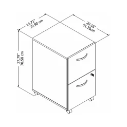 Bush Business Furniture Easy Office 2-Drawer Mobile Vertical File Cabinet, Letter/Legal Size, Lockable, Pure White (EO108WHSU)