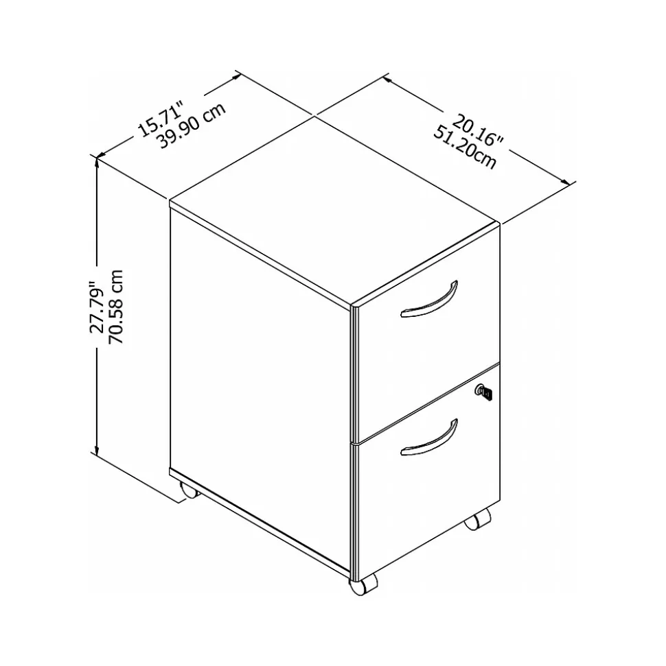 Bush Business Furniture Easy Office 2-Drawer Mobile Vertical File Cabinet, Letter/Legal Size, Lockable, Pure White (EO108WHSU)