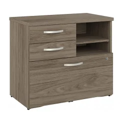 Bush Business Furniture Hybrid 26" Office Storage Cabinet with Drawers and 2 Shelves, Modern Hickory (HYF130MHSU-Z)