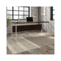 Bush Business Furniture Hybrid 72"W Computer Table Desk with Metal Legs, Black Walnut (HYD272BW)