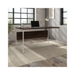 Bush Business Furniture Hybrid 60"W Computer Table Desk with Metal Legs, Black Walnut (HYD360BW)