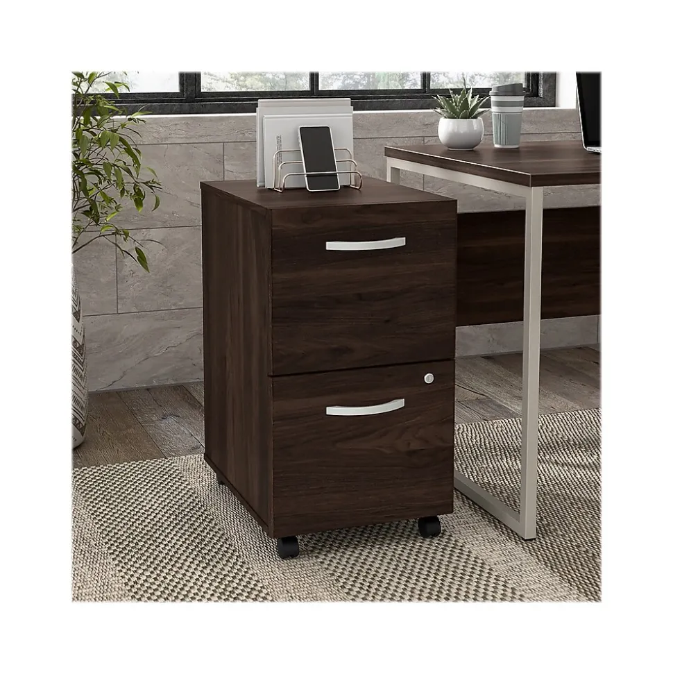 Bush Business Furniture Hybrid 2-Drawer Mobile Vertical File Cabinet, Letter/Legal Size, Lockable, Black Walnut (HYF116BWSU-Z)