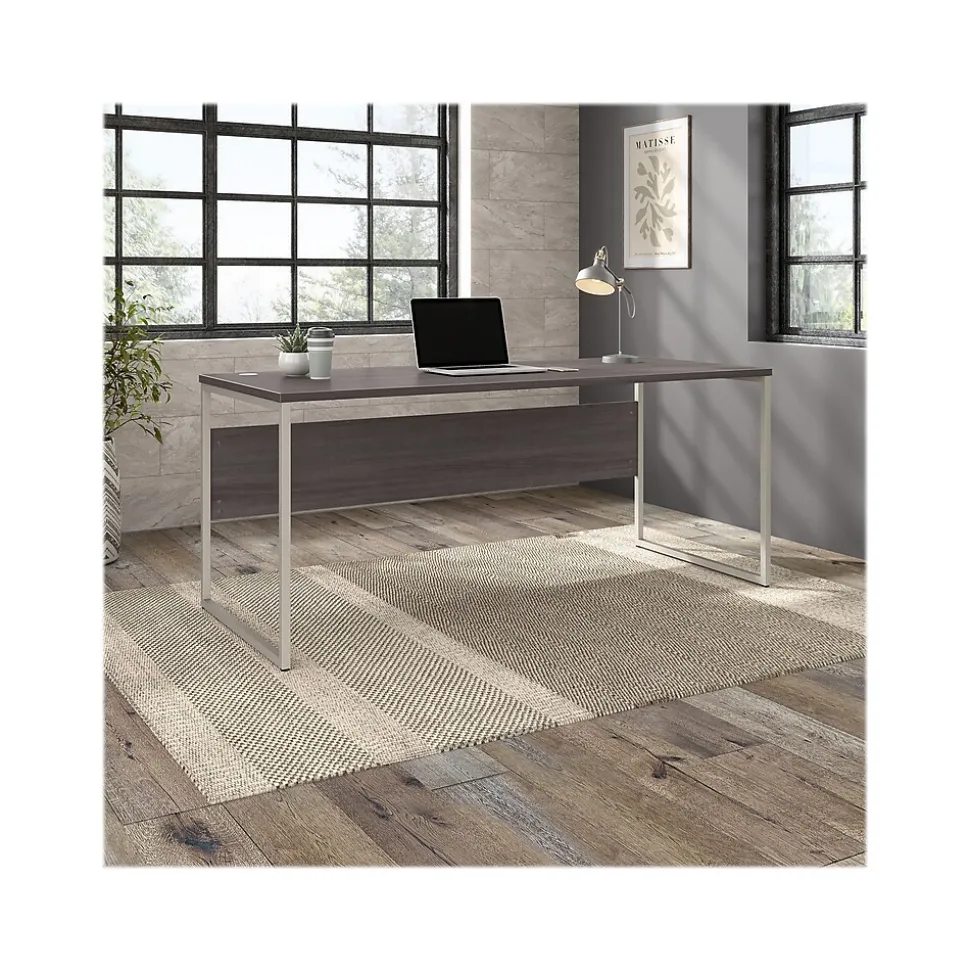 Bush Business Furniture Hybrid 72"W Computer Table Desk with Metal Legs, Storm Gray (HYD373SG)