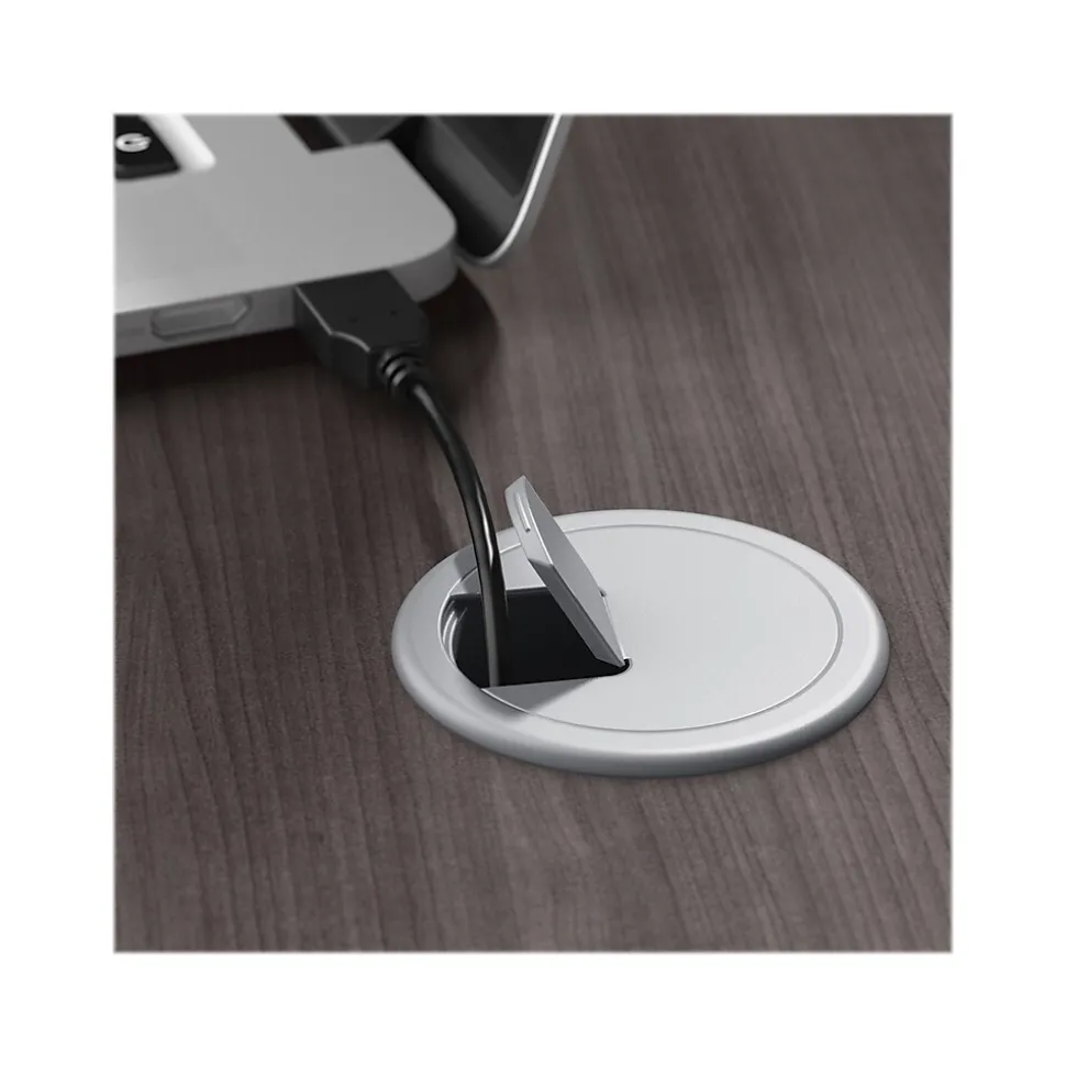 Bush Business Furniture Hybrid 72"W Computer Table Desk with Metal Legs, Storm Gray (HYD373SG)