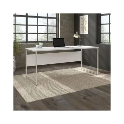 Bush Business Furniture Hybrid 72"W Computer Table Desk with Metal Legs, White (HYD373WH)