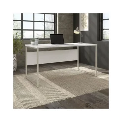 Bush Business Furniture Hybrid 60"W Computer Table Desk with Metal Legs, White (HYD360WH)