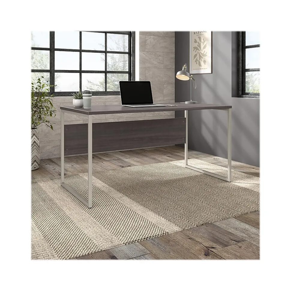 Bush Business Furniture Hybrid 60"W Computer Table Desk with Metal Legs, Storm Gray (HYD360SG)