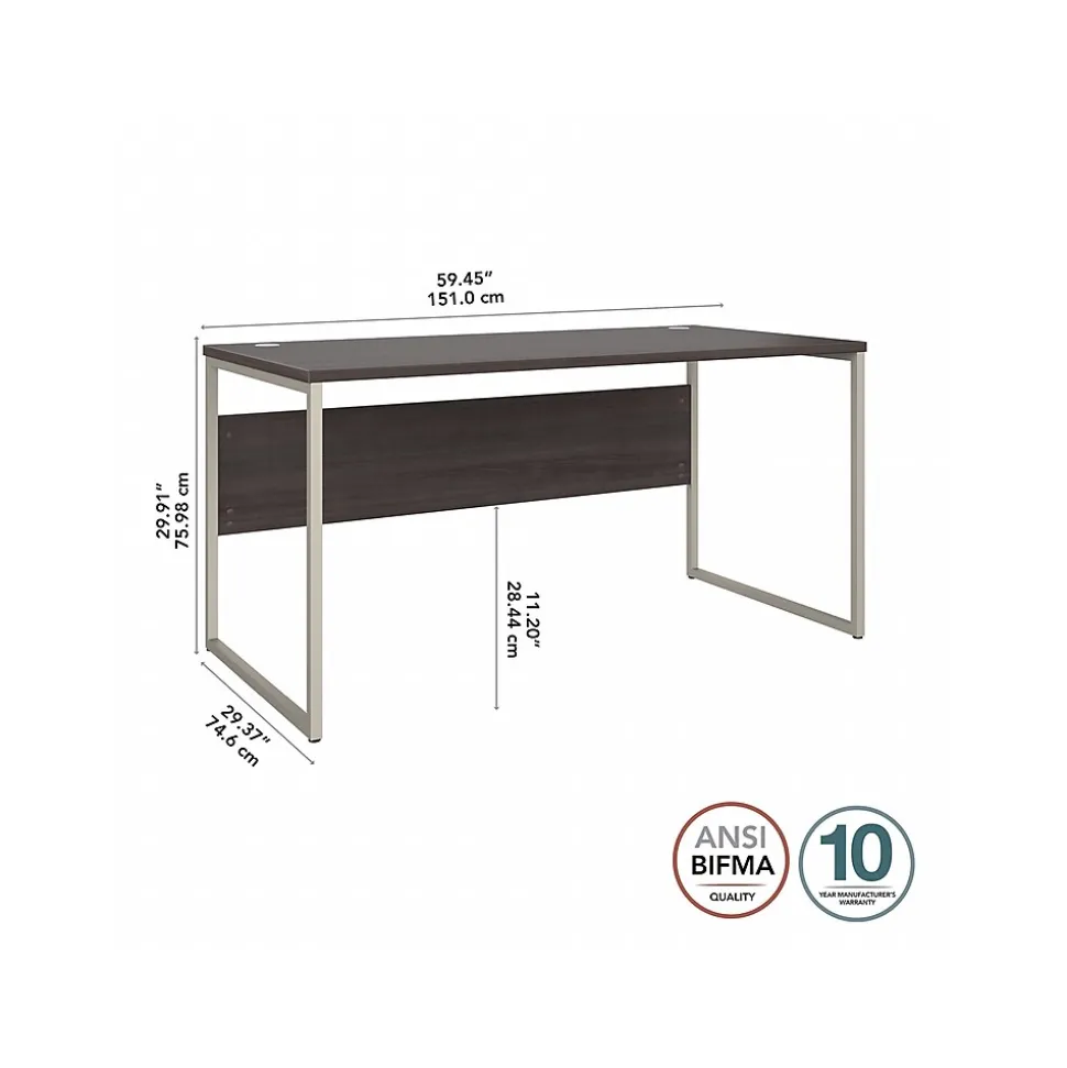 Bush Business Furniture Hybrid 60"W Computer Table Desk with Metal Legs, Storm Gray (HYD360SG)