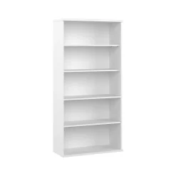 Bush Business Furniture Hybrid 73"H 5-Shelf Bookcase with Adjustable Shelves, White Laminated Wood (HYB136WH-Z)