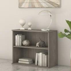 Bush Business Furniture 29"H 2-Shelf Bookcase with Adjustable Shelf, Modern Hickory (BK3036MH)