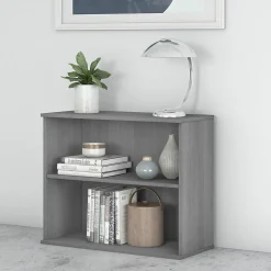 Bush Business Furniture 29"H 2-Shelf Bookcase with Adjustable Shelf, Platinum Gray (BK3036PG)