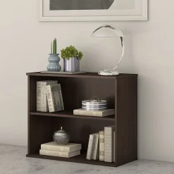 Bush Business Furniture 29"H 2-Shelf Bookcase with Adjustable Shelf, Black Walnut (BK3036BW)