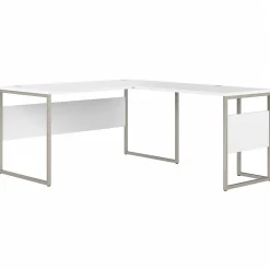 Bush Business Furniture Hybrid 60"W L Shaped Table Desk with Metal Legs, White (HYB027WH)
