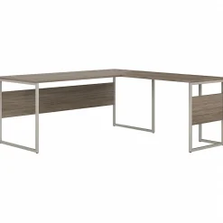 Bush Business Furniture Hybrid 72"W L Shaped Table Desk with Metal Legs, Modern Hickory (HYB026MH)