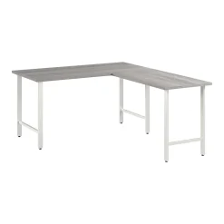 Bush Business Furniture Hustle 60"W L Shaped Computer Desk with Metal Legs, Platinum Gray (HUS003PG)