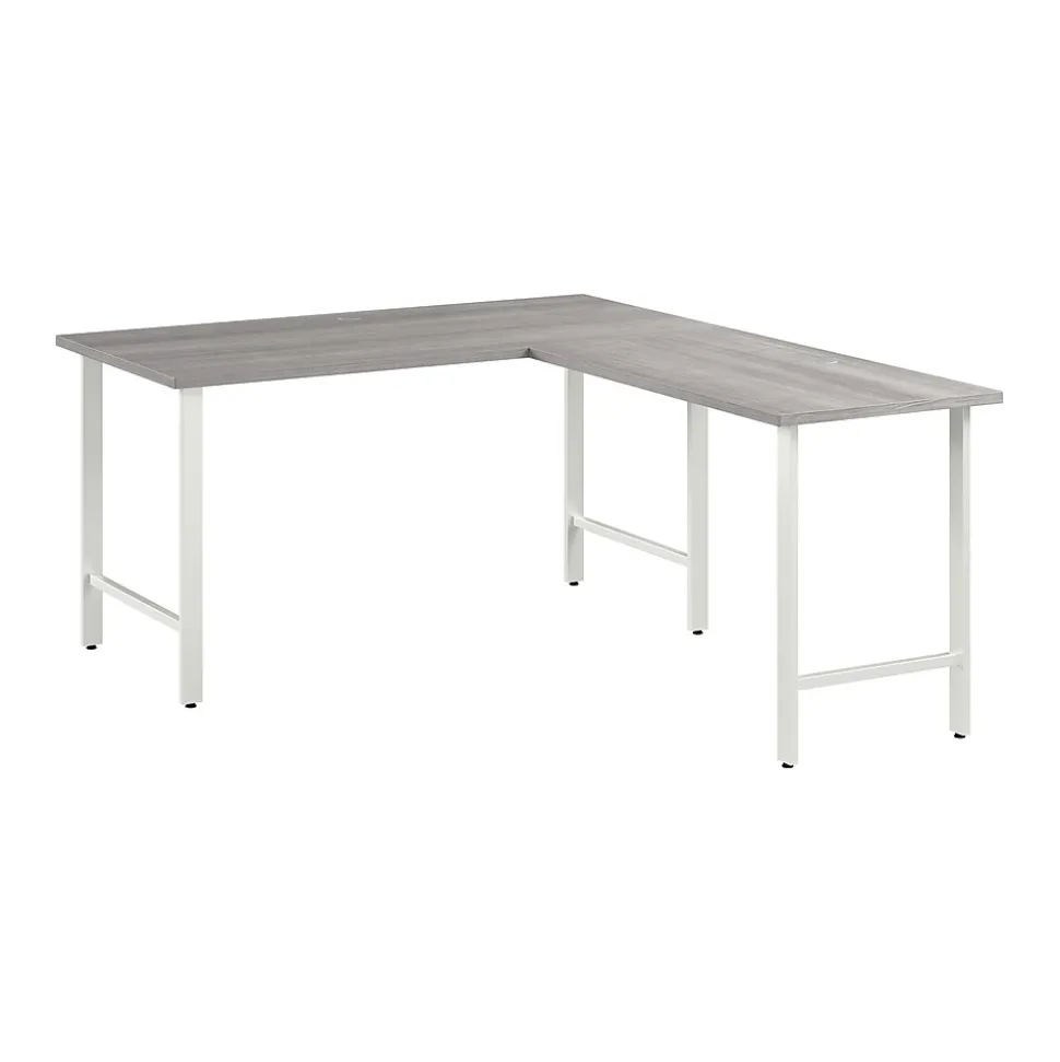 Bush Business Furniture Hustle 60"W L Shaped Computer Desk with Metal Legs, Platinum Gray (HUS003PG)
