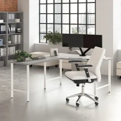 Bush Business Furniture Hustle 60"W L Shaped Computer Desk with Metal Legs, Platinum Gray (HUS003PG)
