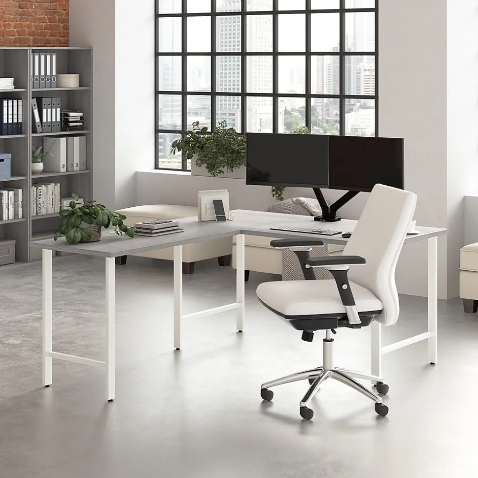 Bush Business Furniture Hustle 60"W L Shaped Computer Desk with Metal Legs, Platinum Gray (HUS003PG)