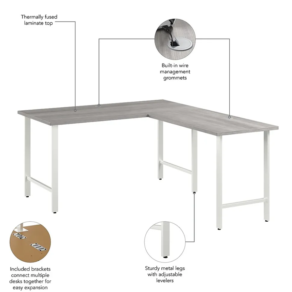 Bush Business Furniture Hustle 60"W L Shaped Computer Desk with Metal Legs, Platinum Gray (HUS003PG)