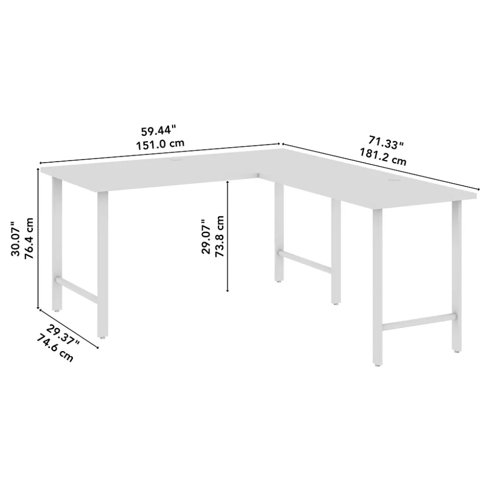 Bush Business Furniture Hustle 60"W L Shaped Computer Desk with Metal Legs, Platinum Gray (HUS003PG)