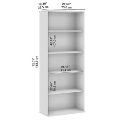 Bush Business Furniture Hustle Tall 5 Shelf Bookcase, Platinum Gray (HUB230PG)