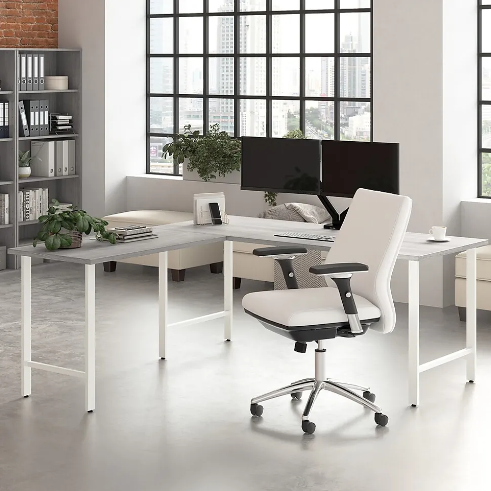 Bush Business Furniture Hustle 72"W L Shaped Computer Desk with Metal Legs, Platinum Gray (HUS001PG)
