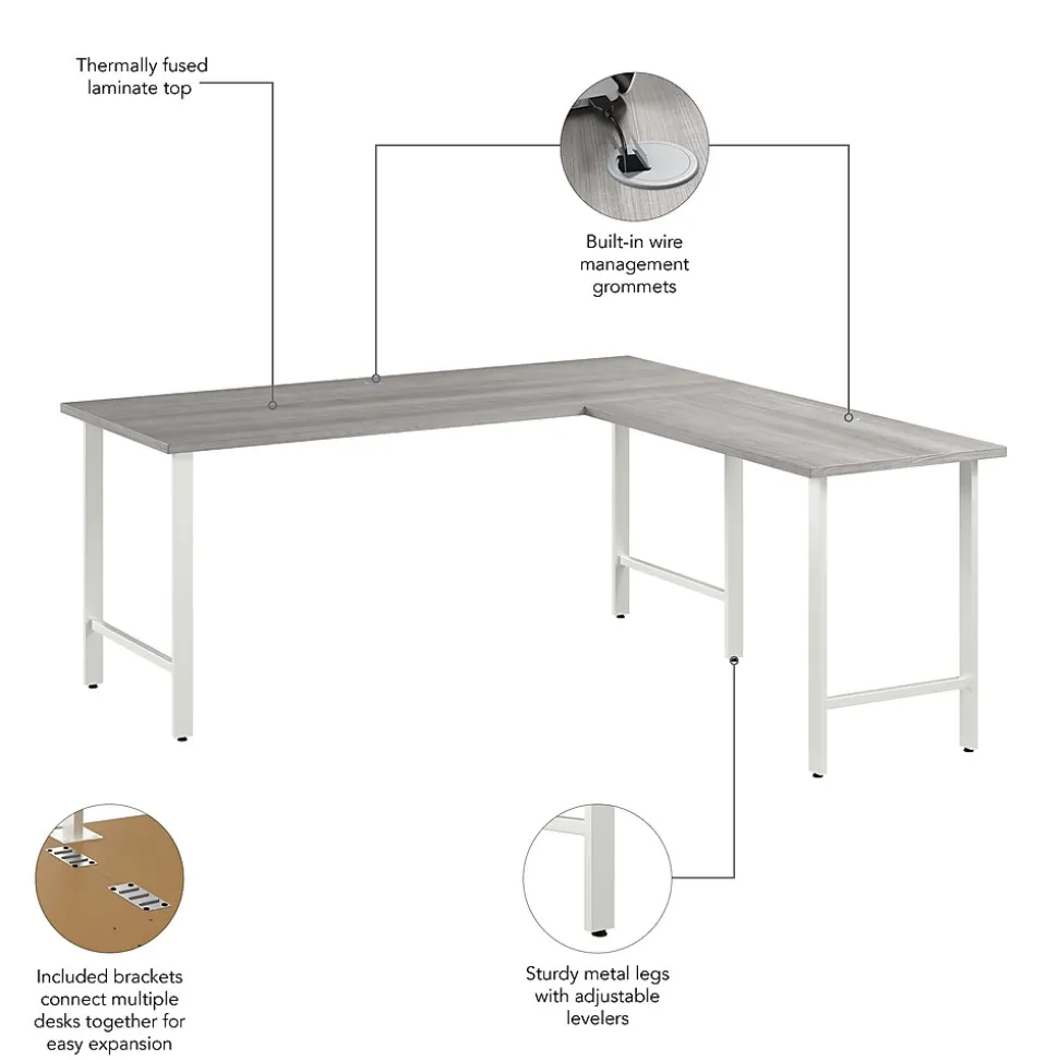 Bush Business Furniture Hustle 72"W L Shaped Computer Desk with Metal Legs, Platinum Gray (HUS001PG)