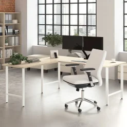 Bush Business Furniture Hustle 72"W L Shaped Computer Desk with Metal Legs, Natural Elm (HUS001NE)