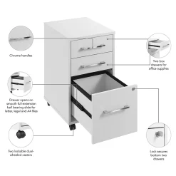 Bush Business Furniture Hustle 3 Drawer Mobile File Cabinet, White (HUF116WH)