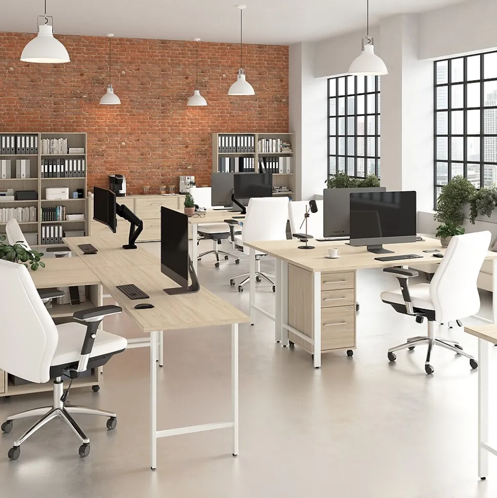 Bush Business Furniture Hustle 48"W Computer Desk with Metal Legs, Natural Elm (HUD148NE)